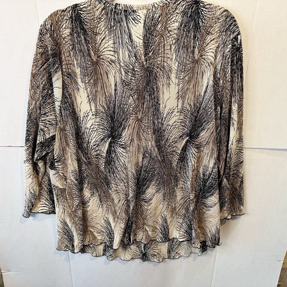 DressBarn Y2K Women's Plus 18/20 Black Gold Crinkle Top Asymmetrical Stretch - Picture 7 of 9